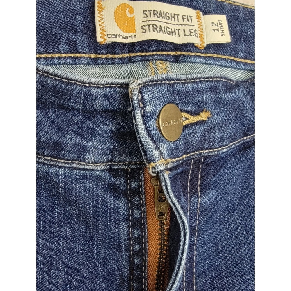 Carhartt Double Front Jeans Womens 12 Short Blue Rugged Flex Gorpcore Utility - Picture 10 of 15